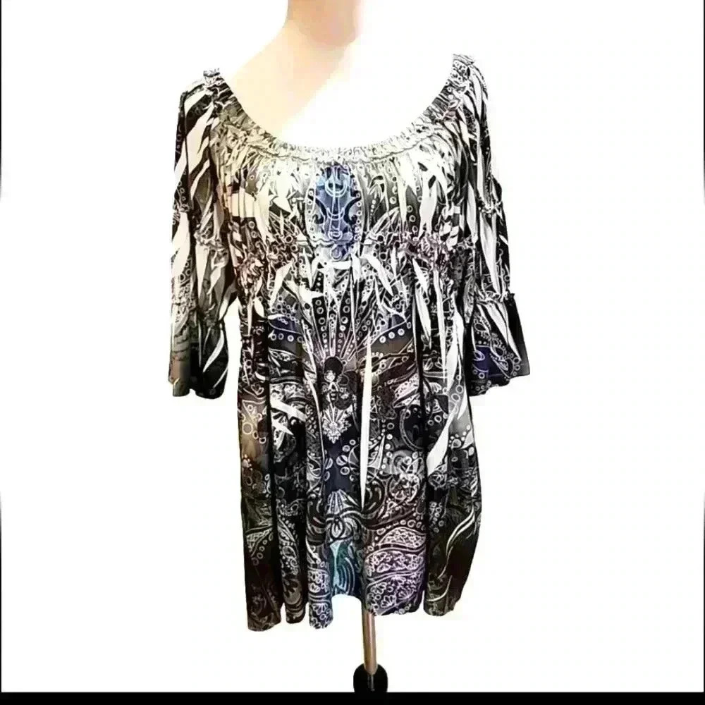 ONE WORLD Unity boho top LARGE T9017
